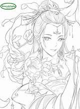 Coloring Anime Pages Chinese Kolorowanki Adults Book Books Girl Drawings Asian Line Printable Lady Sketch Aliexpress Beauty Color Ancient Adult sketch template
