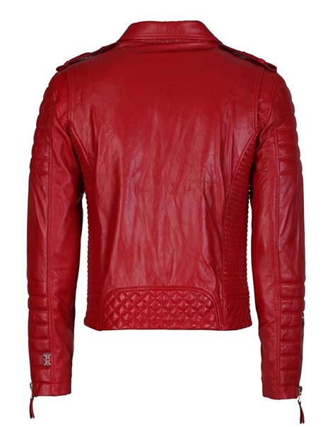 mens lambskin motorcycle red leather jacket biker leather jacket