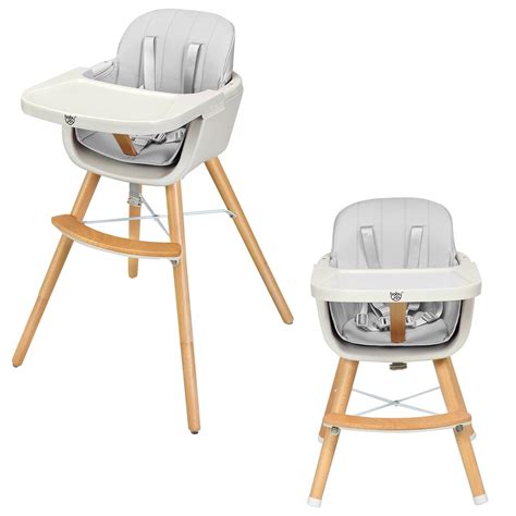costway    convertible wooden high chair baby toddler highchair