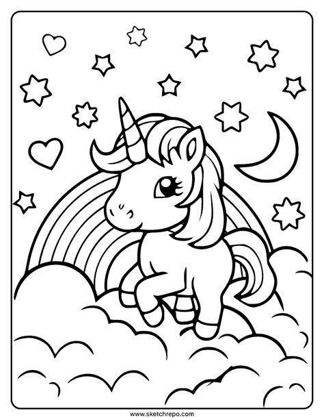 unicorn  rainbow coloring page sketch repo