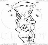 Businessman Frazzled Holding Head His Toonaday Royalty Outline Illustration Cartoon Clip Vector 2021 sketch template