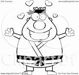 Karate Man Cartoon Belt Clipart Chubby Open Arms Outlined Coloring Vector Thoman Cory Regarding Notes sketch template