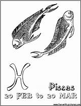 Coloring Pisces Pages Zodiac Fun Printable Capricorn Horoscopes sketch template