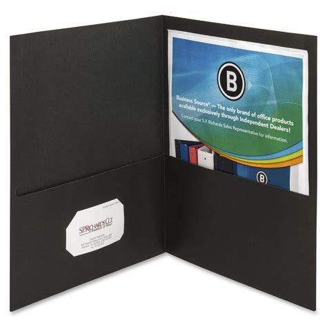 business source black  pocket folders officesupplycom