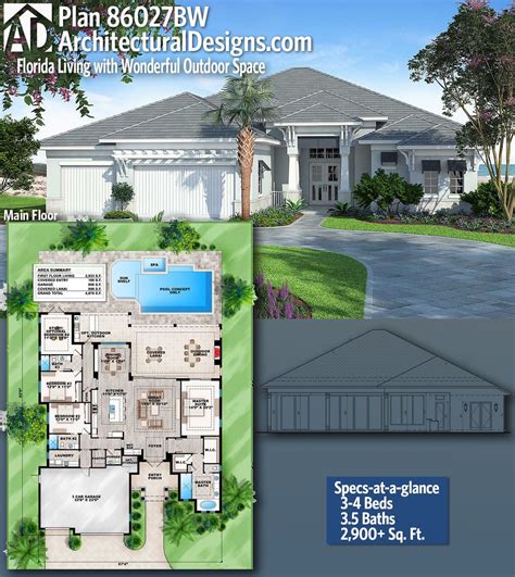 plan bw florida living  wonderful outdoor space craftsman house plans contemporary