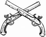 Pistol Gun Crossed Guns Clipart Pirate Pistols Drawing Flintlock Musket Army Cross Flint Tattoo Lock Coloring Cliparts Military Clip Cartoon sketch template