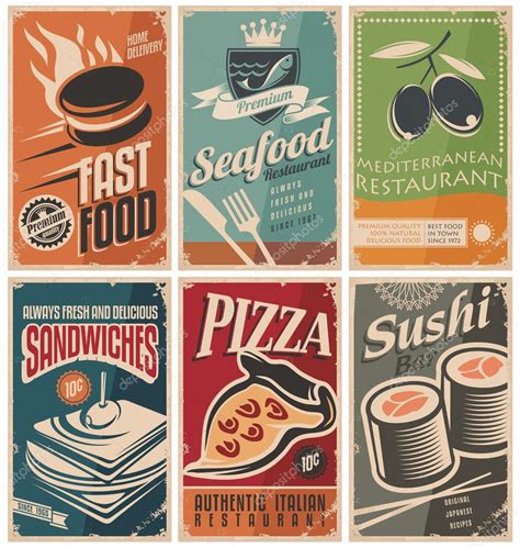 retro food posters stock vector image  clukeruk