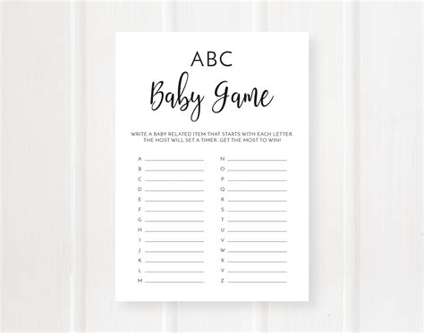 abc baby game baby shower games baby alphabet baby abc etsy
