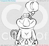 Monkey Proboscis Coloring Clipart Bananas Daydreaming Outlined Designlooter Vector Cartoon 37kb 1024px 1080  Has sketch template