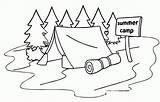 Camping Coloring Camp Summer Tent Colouring Clipart Pages Kids Sleeping Bag Clip Popular Library sketch template