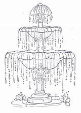 Fountain Water Coloring Drawing Embroidery Pages Stamps Paper Drinking Search Patterns Google Fountains Vintage Magnolia Digital Color Draw Drawings Kids sketch template