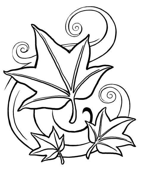 single leaf colouring pages