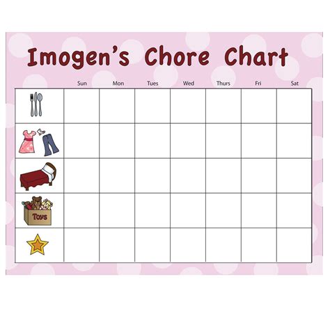 customizable printable chore charts kids