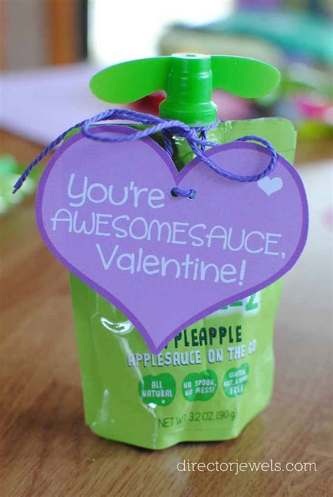 youre awesomesauce valentine  candy applesauce pouch classroom