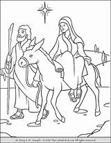 Joseph Mary Coloring Bethlehem Pages Advent Donkey Christmas Drawing Jesus Journey Thecatholickid Sheets Nativity Riding Preschool Kids Catholic Bible Census sketch template
