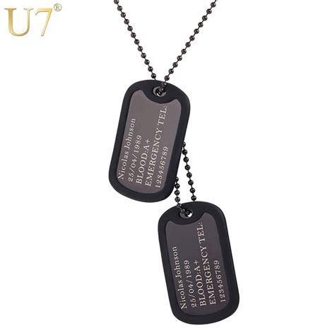 custom engraved dog tags personalized  pendant necklaces men