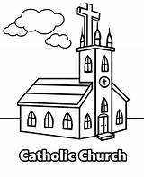 Church Catholic Coloring Drawing Print Christian Getdrawings sketch template