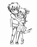 Coloring Anime Couple Pages Cute Chibi Emo Couples Boyfriend Lineart Girlfriend Kissing Drawings Drawing Deviantart Printable Cartoon Print Color Sheets sketch template