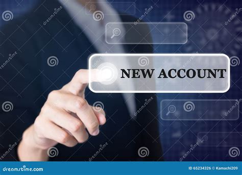 businessman pressing   account concept button stock photo image