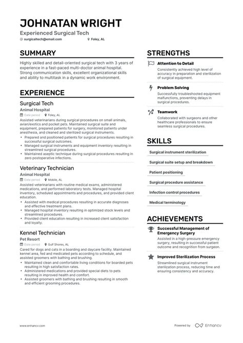 surgical tech resume examples guide