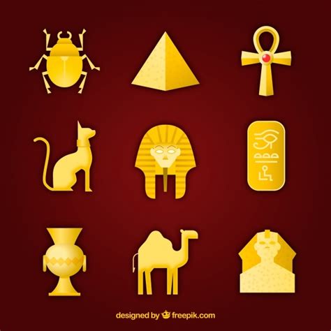 Egyptian Gods And Symbols Collection With Flat Design