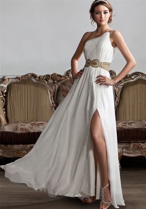 prom dress slit long white chiffon image 713659 on