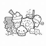 Kawaii Coloring Food Pages Doodle Cute Printable Sheets Draw Kids Choose Board Sweets Pdf Drawing Cartoon sketch template