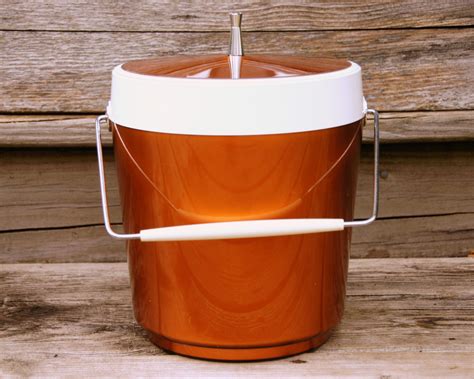 vintage ice bucket west bend copper 1970s thermo serv