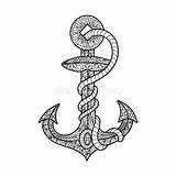 Vector Anchor Rope Adults Coloring Book Illustration Preview sketch template