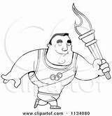 Olympic Torch Cartoon Outlined Man Buff Athlete Walking Clipart Thoman Cory Coloring Vector Greek Holding Senior Happy 2021 sketch template
