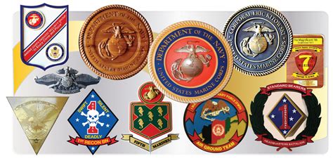 3d Painted Wood Bronze Brass Silver Marine Corps Plaques