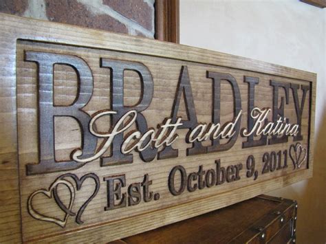 wedding gift personalized family  signs carved custom