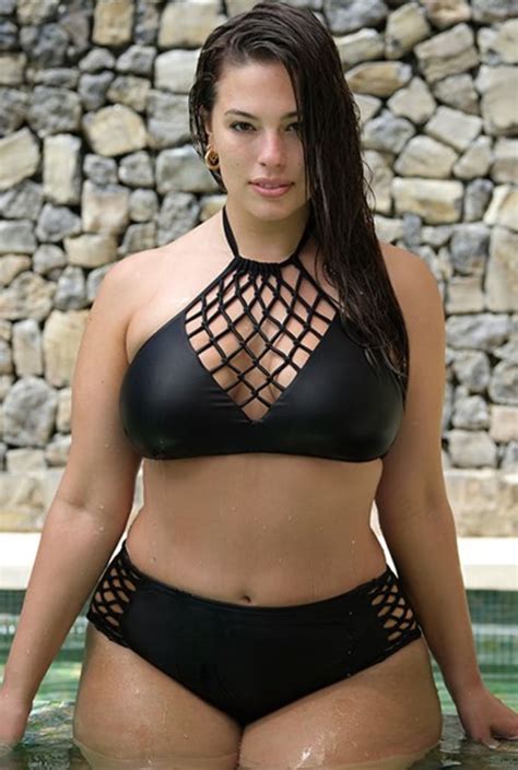 ashley graham s black lace up bikini popsugar fashion