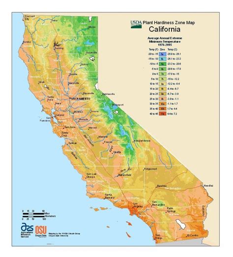 state maps  usda plant hardiness zones growing zone map california
