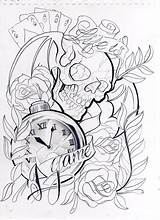 Tattoo Drawings Sketch Skull Sleeve Game Life Tattoos Sketches Deviantart Stencil Para Outline Designs Stencils Drawing Clock Badass Willemxsm Coloring sketch template