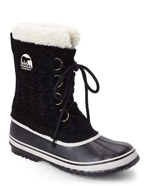 lyst sorel winter carnival waterproof cold weather faux fur boots  black