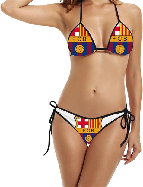 fc barcelona logo girls fashion bikini set bathing suits black