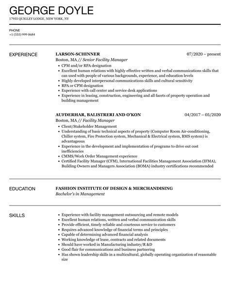 resume  facility manager tracymateo blog