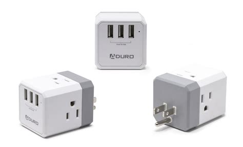 aduro multiple plug outlet extender  usb charger surge protector powerup squared wall plug