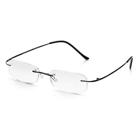 buy read optics mens black memory flex rimless rectangle reading glasses