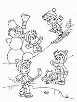 Winter Coloring Pages Snow Sports Kids Playing Sport Activities Printable Clipart Skiing Sheets Fun Colouring Color Book Ski Snowy Cool sketch template