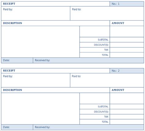 printable receipt templates  word excel  formats