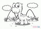 Coloring Easy Pages Cute Baby Dinosaurs sketch template
