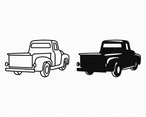 vintage pickup truck svg png dxf clipart eps vector