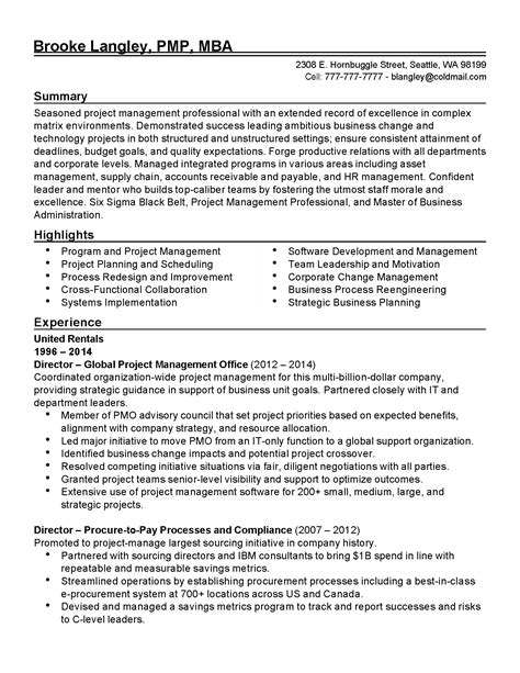 global project manager resume examples templates