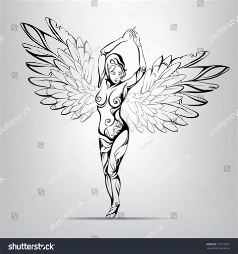 girl angel with elements of vegetation vector