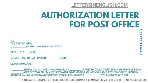 authorization letter  post office   write authorization