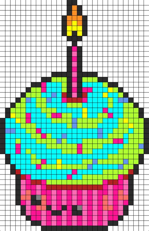 kawaii birthday cupcake perler bead pattern bead sprites food fuse bead patterns