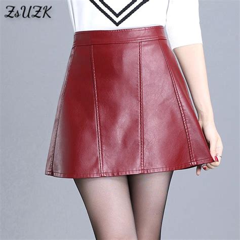 women fashion pu leather mini skirt red short a line skirt autumn