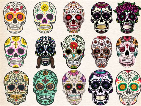 sugar skulls set vector illustration sugar skull tattoos skull
